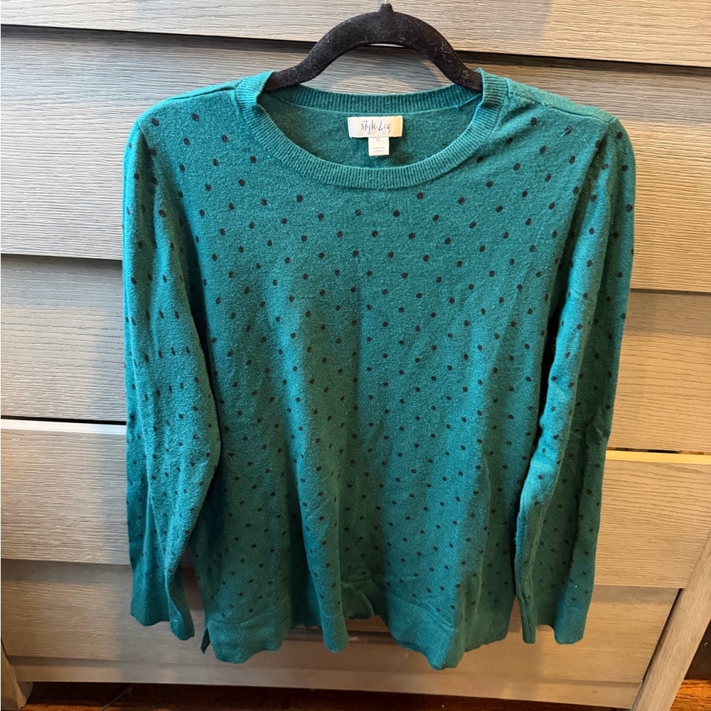 Style & Co. Teal Polka Dot Sweater Size XL